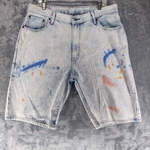 Levi's 569 Mens 36x11 Acid Wash Denim Shorts Paint Splatter Loose Fit y2k